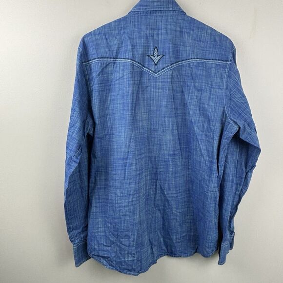 ROCK 47 WRANGLER Western SNAP Front Cotton (XL) Blue Shirt Pocket embroidered - Picture 12 of 14
